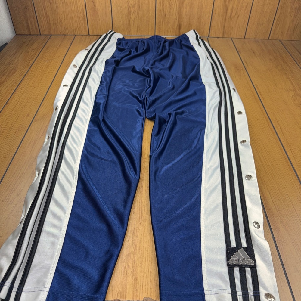 Vintage Adidas Adibreak Snap Breakaway Track Pants Navy Blue White Mens Large